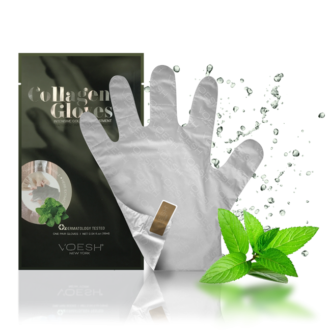 Voesh Collagen Gloves W/Peppermint 1Pair