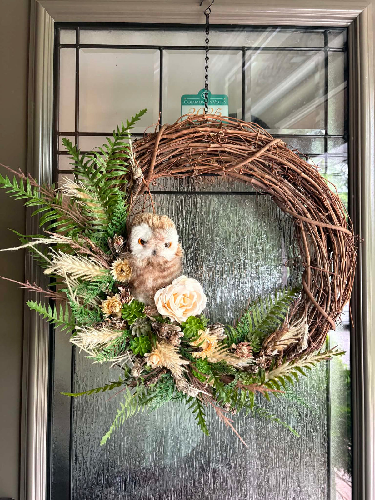 Everyday Owl Door Wreath 18”