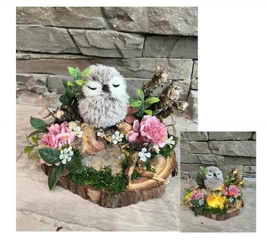 Owl Garden Scene 8”