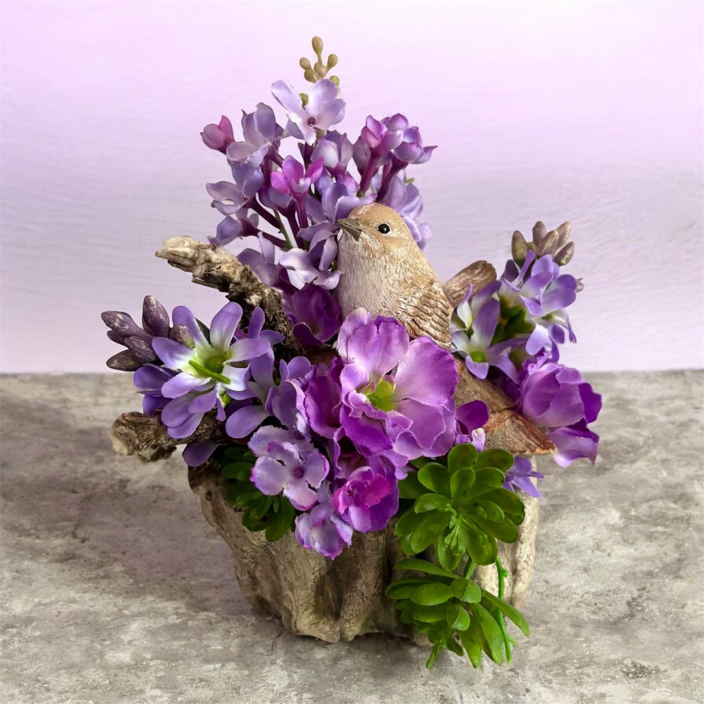 Ceramic Bark Floral Table Decor 
7"W x 7"H x 5"D