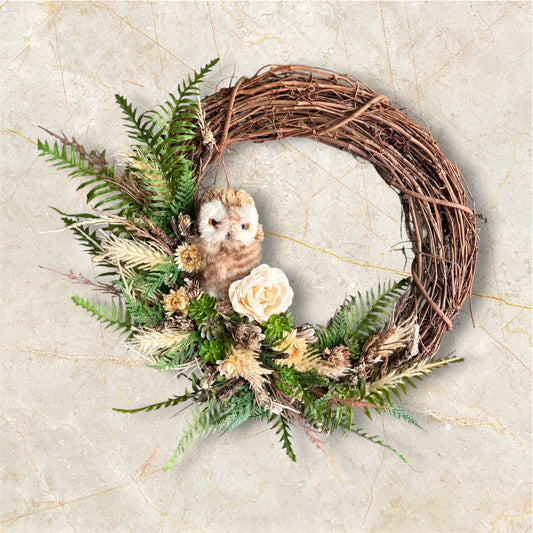 Everyday Owl Door Wreath 18”
