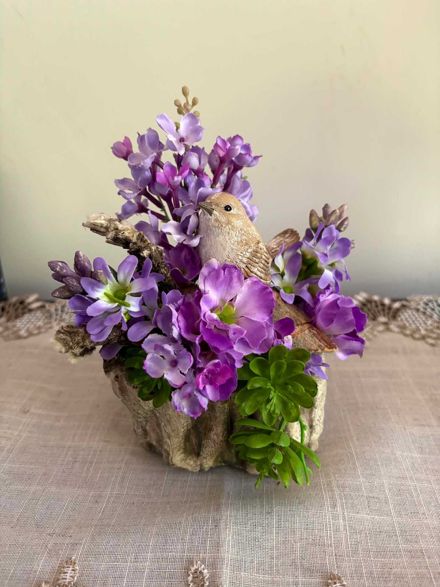 Ceramic Bark Floral Table Decor 
7"W x 7"H x 5"D