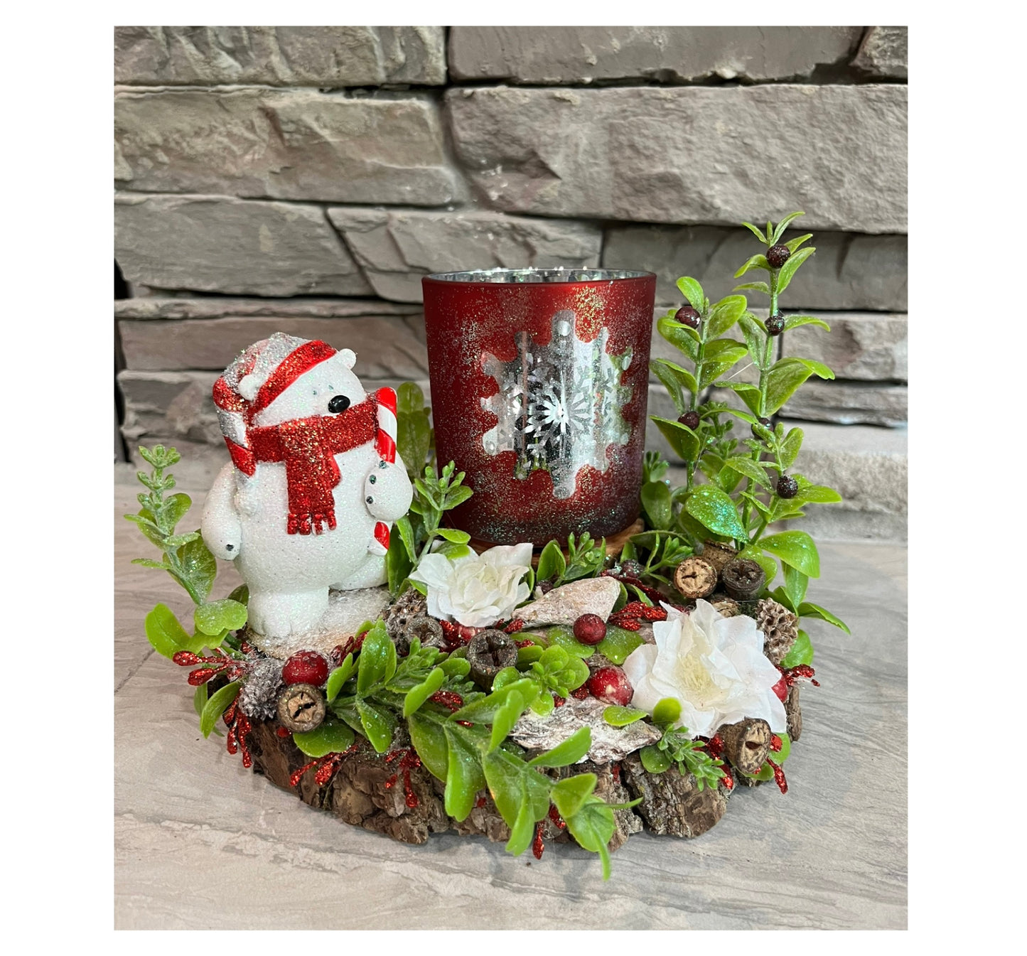 Holiday Bear Votive Candle Holder Decor