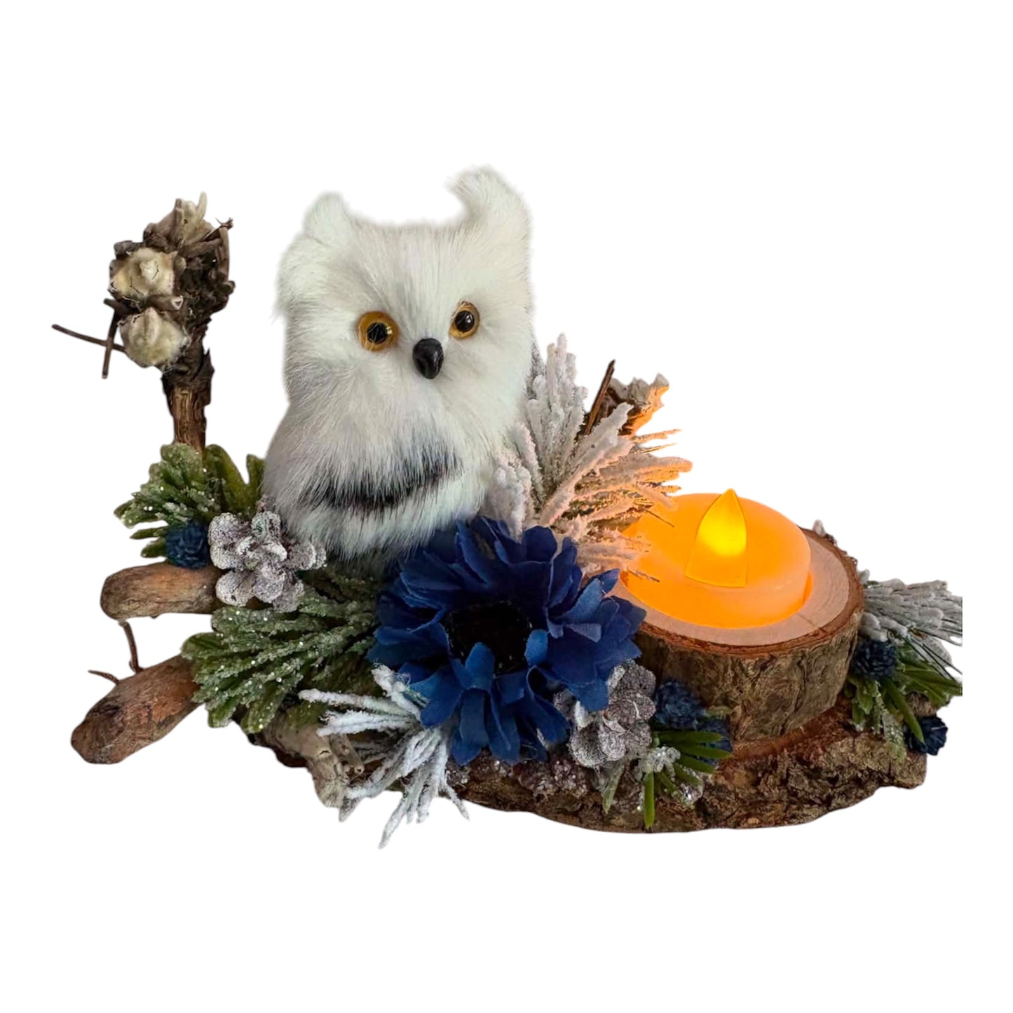 White Owl Floral Table Decor