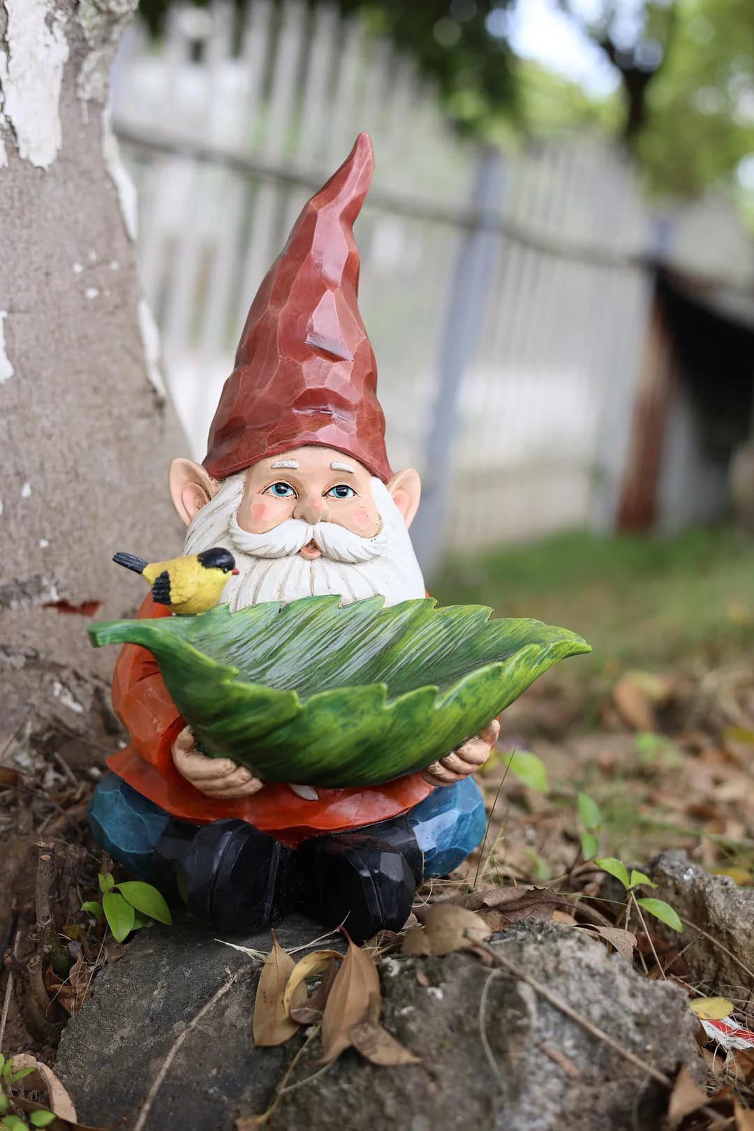 Garden Gnome Holding Bird Bath