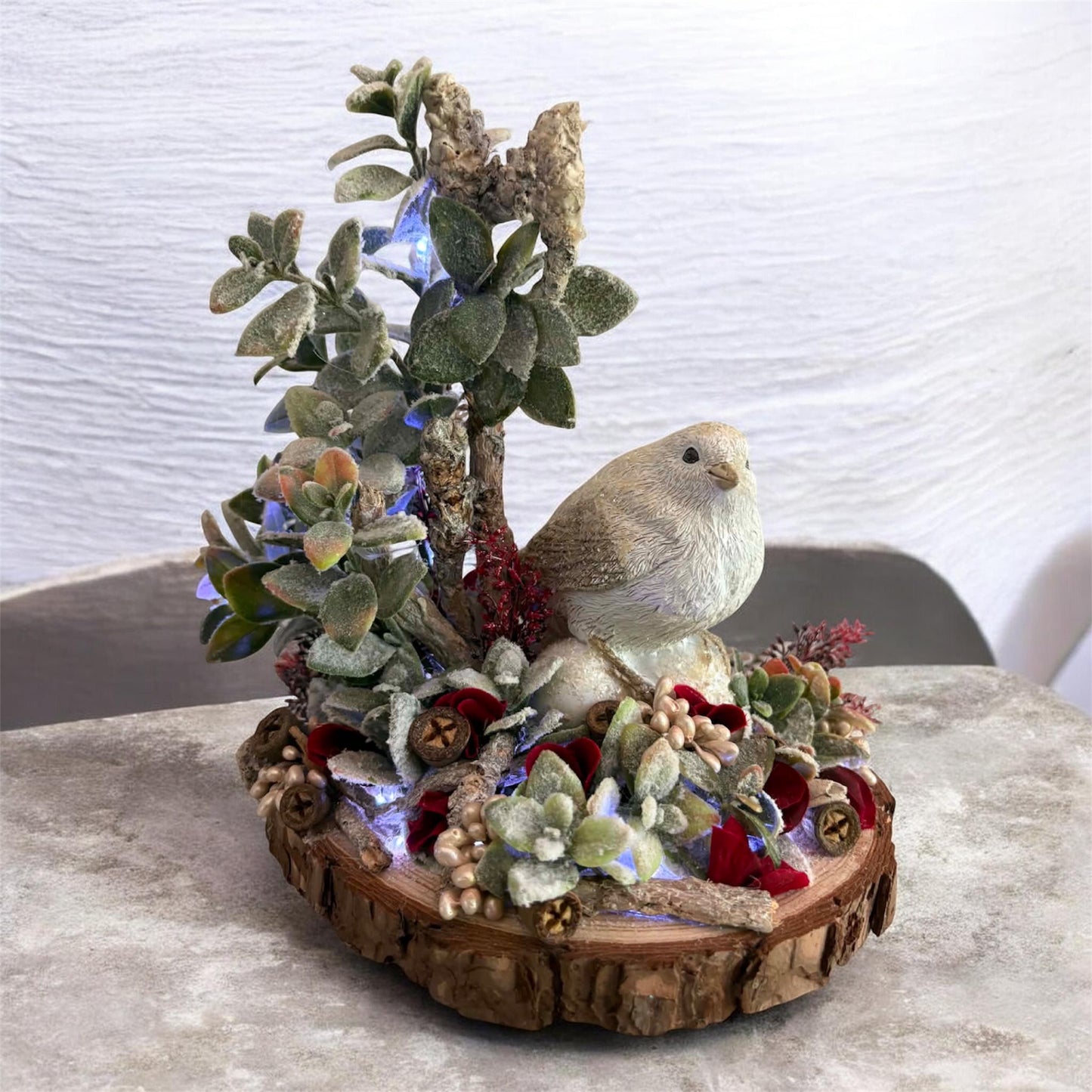 Winter's Song Bird Table Decor with LED Lights 
9"W x 9"H x 7"D