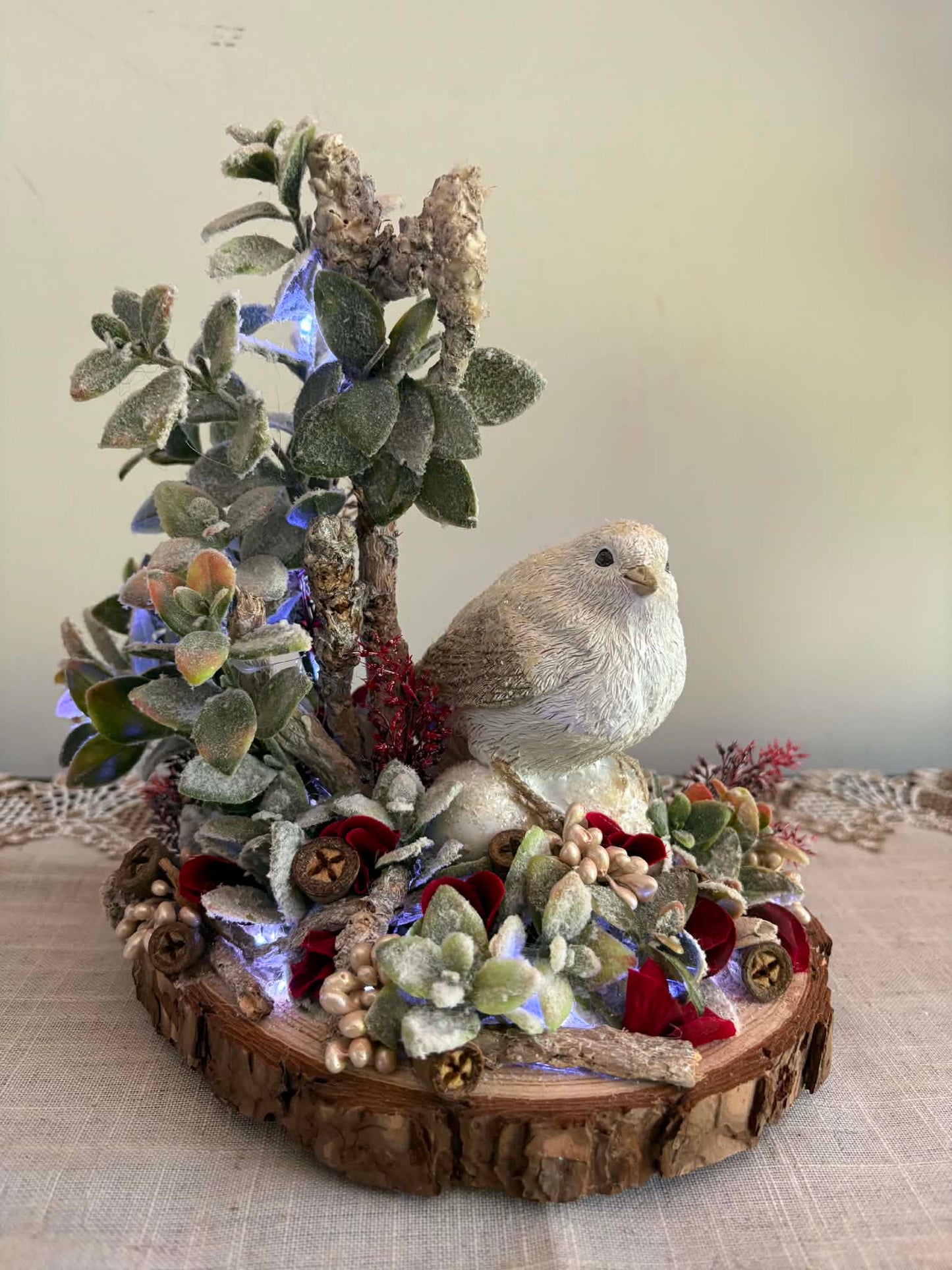 Winter's Song Bird Table Decor with LED Lights 
9"W x 9"H x 7"D